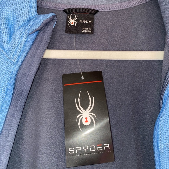 Spyder Womens Speedo Jacket Powder Blue Waffle Knit Fleece Zip Lghtweight - Picture 3 of 8